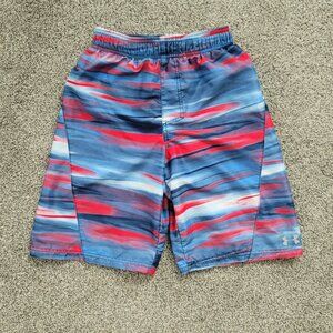 Boys Under Armour Red & Blue Swim Shorts YLG